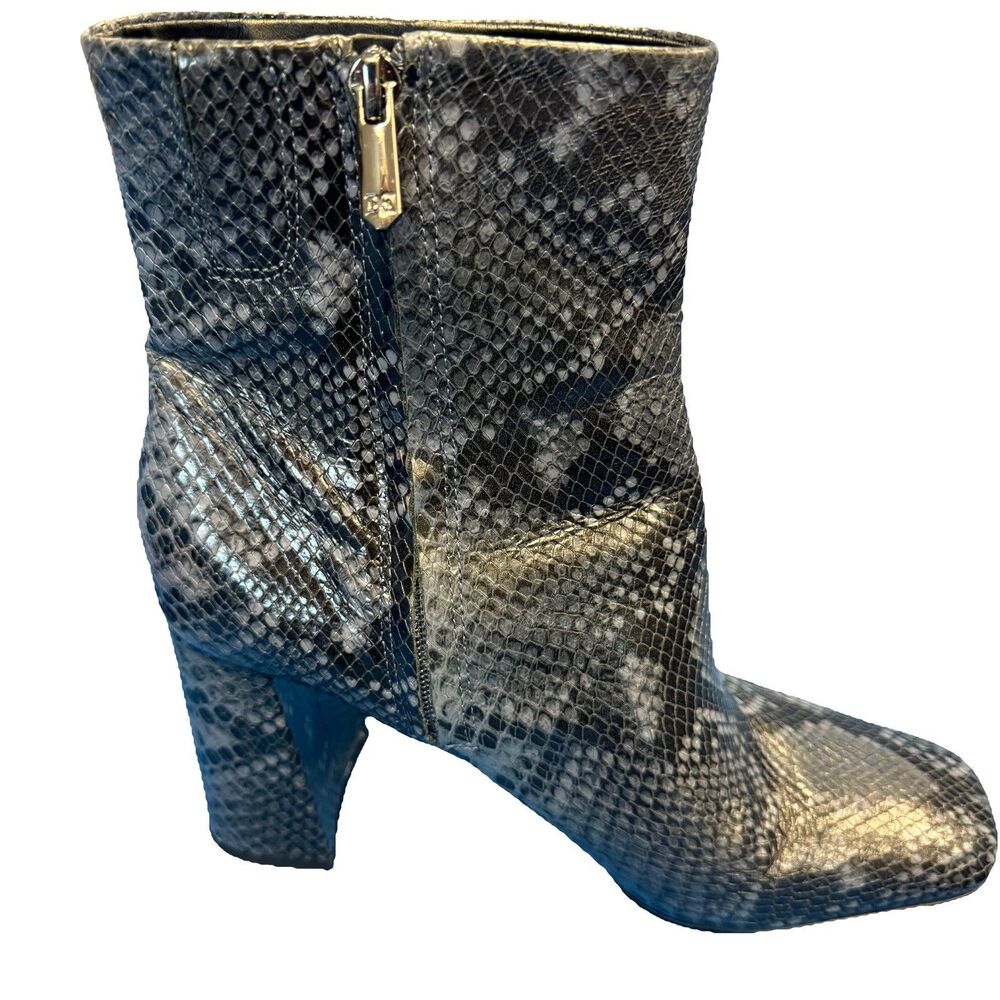 Sam Edelman Black Snake Print Ankle Boots